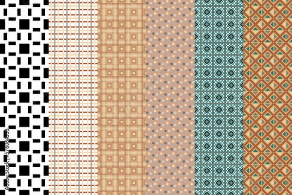 Obraz Seamlessly set pattern. Symmetric abstract wallpaper. Digital paper, textile print. Vector illustration.