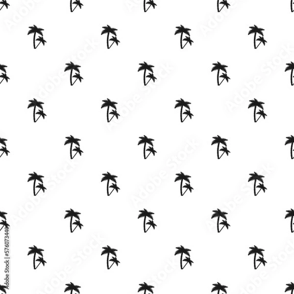 Obraz Tropical palm trees seamless pattern, poster design template, vector illustration