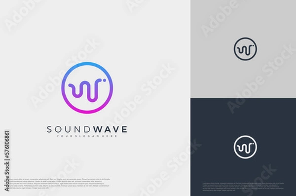 Fototapeta Audio icon illustration concept logo template flat style. Voice equalizer idea. Modern creative vector
