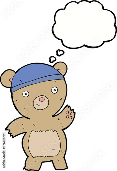 Obraz cartoon teddy bear with thought bubble