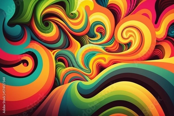 Fototapeta Colorful Psychedelic Background - Retro Abstract Wallpaper