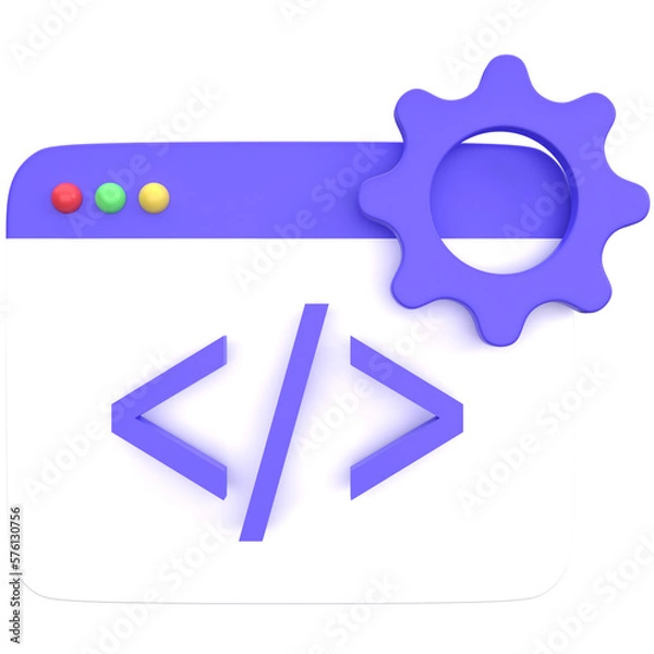 Fototapeta 3d web development icon, for UI, poster, banner, social media post. 3D rendering