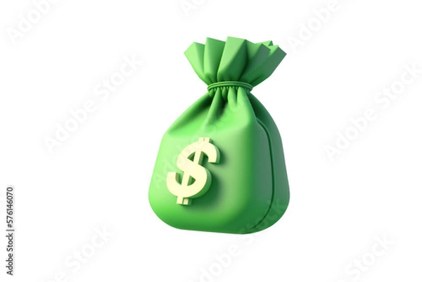 Fototapeta bag with dollar, transparent background