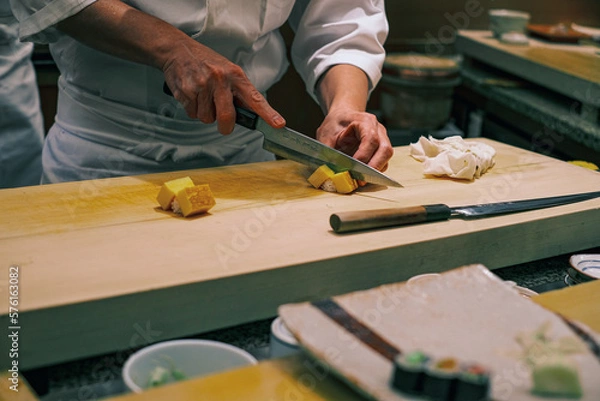 Fototapeta 【#江戸前寿司】職人の手元（玉子）