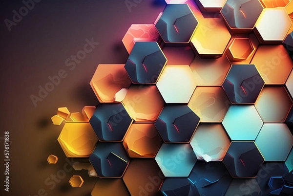 Fototapeta Beautiful abstract hexagon digital art wallpaper background