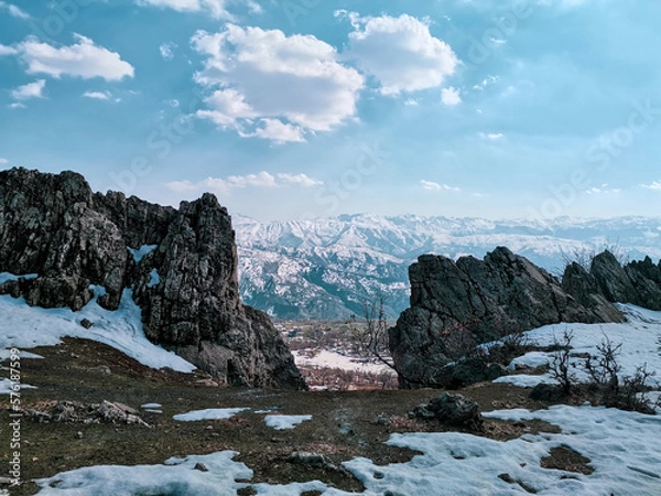 Obraz A view of Mount Cudi behind the cliffs(şırnak region) 