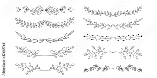 Obraz 花　シンプル、線画、ナチュラル　美しい線画のボタニカルのライン