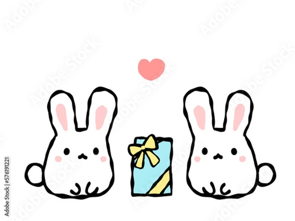 Fototapeta プレゼントを贈るうさぎ	
