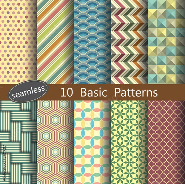 Fototapeta basic pattern's unit collection for making seamless wallpapers