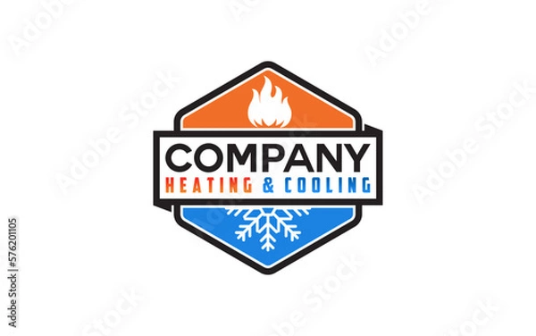 Obraz Emblem badge HVAC logo design refrigeration heating and cooling llc, air conditioning logo vintage retro style