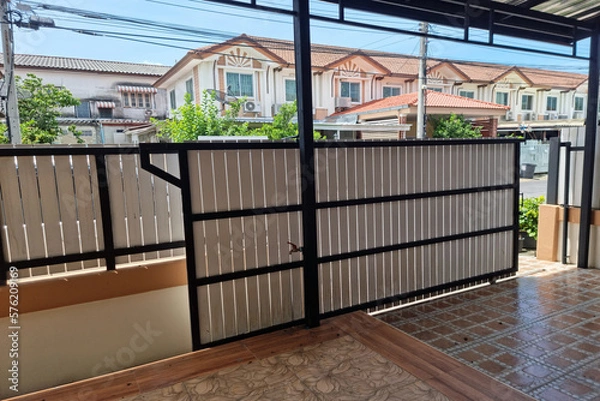 Fototapeta front gate on design background