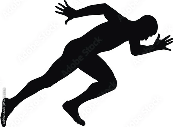 Obraz muscular sprinter runner start running black silhouette