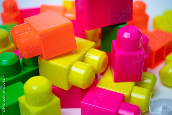 Obraz blocks sets, toys for children, are made from plastic in a variety of colors to practice developmental skills.