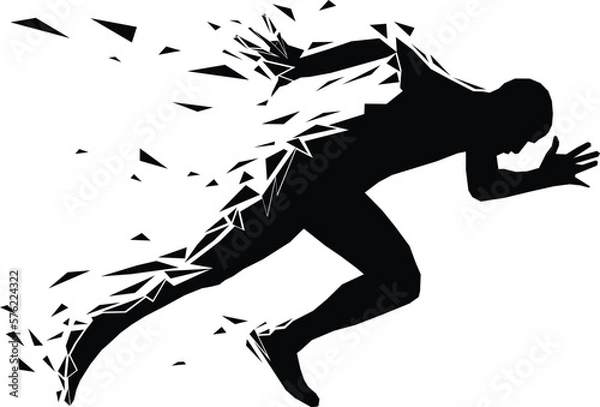 Obraz athlete sprinter runner start run black silhouette