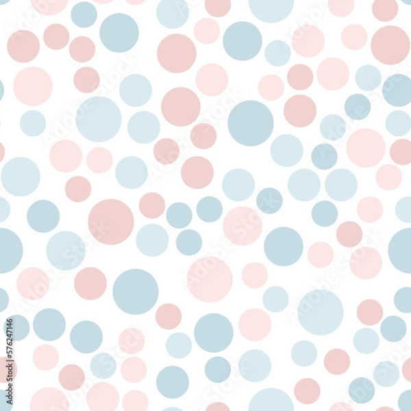 Fototapeta Vibrant seamless repeating pattern of pale pastel bubbles for printing on clothes, bags, cups, wallpapers, postcards, wrappers and other surfaces