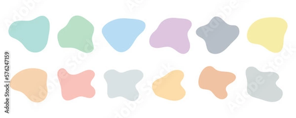 Fototapeta Collection of irregular round blots forming graphic elements in pastel colors