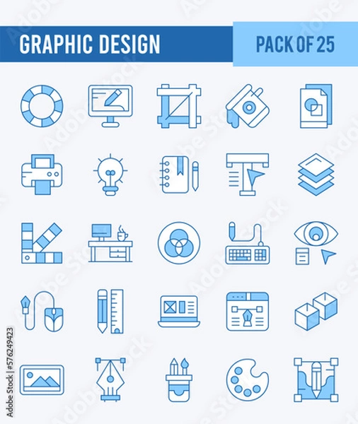Fototapeta 25 Graphic Design. Two Color icons Pack. vector illustration.