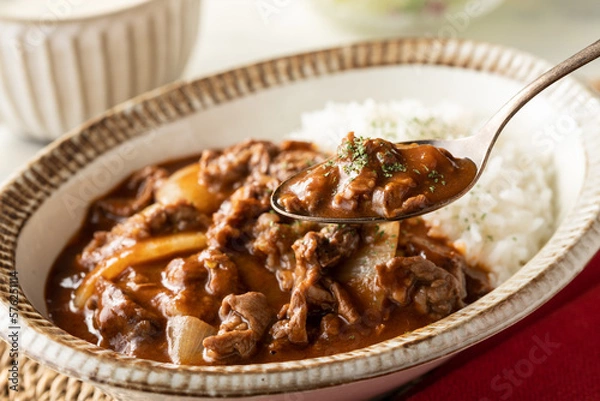 Fototapeta トマトをじっくり煮込んだ、牛サーロインのハヤシライス