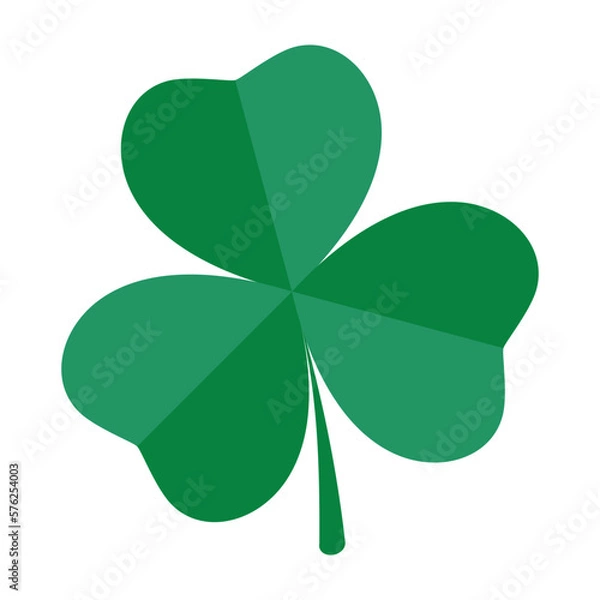 Fototapeta Green shamrock. Single emerald clover on a white background isolated. A symbol of Ireland. Decorative element for St. Patrick's Day design