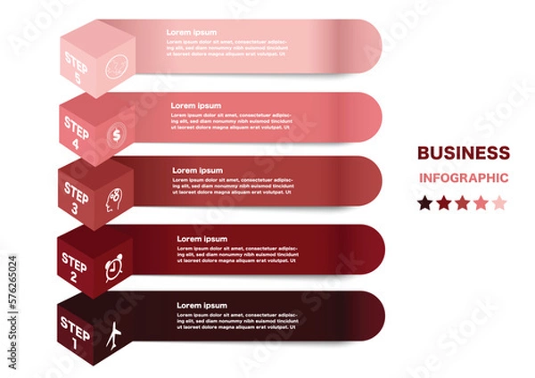 Fototapeta template, diagram, chart, timeline, stair step infographic business vector design of Stock Illustration