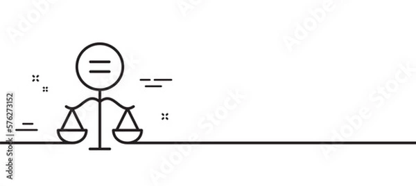 Fototapeta Equality line icon. Gender ethics sign. Equal scales balance symbol. Minimal line illustration background. Ethics line icon pattern banner. White web template concept. Vector
