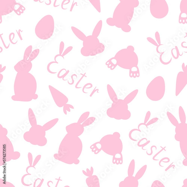Obraz Seamless pattern Easter bunny silhouettes vector illustration