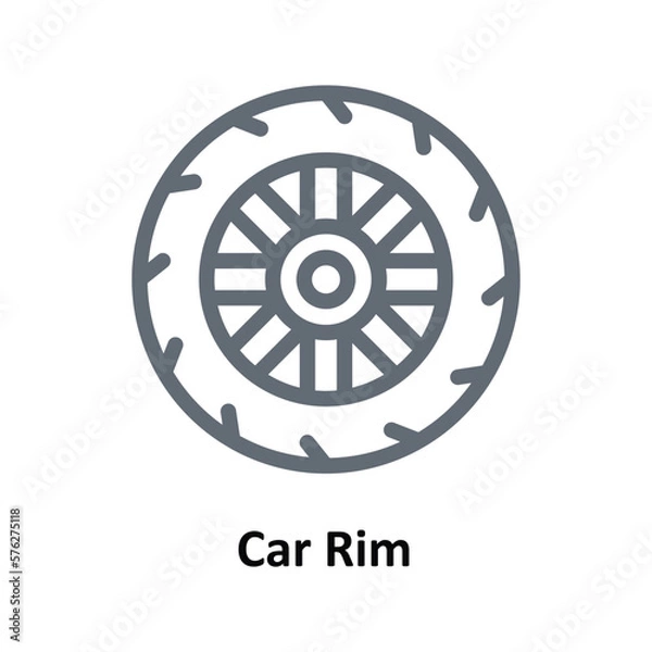 Fototapeta Car Rim Vector Outline Icons. Simple stock illustration stock