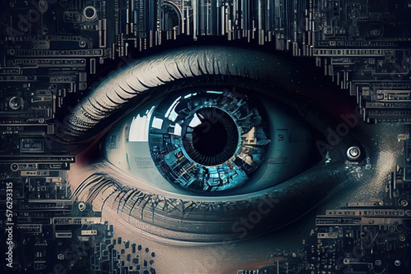 Fototapeta Artificial Intelligence spying on humans - Generative AI illustration