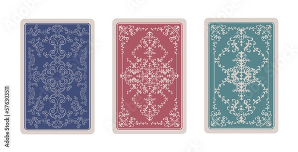 Obraz Set of illustrated playing card back designs isolated on white background.