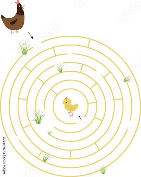 Fototapeta A maze with a chicken and a chicken on it