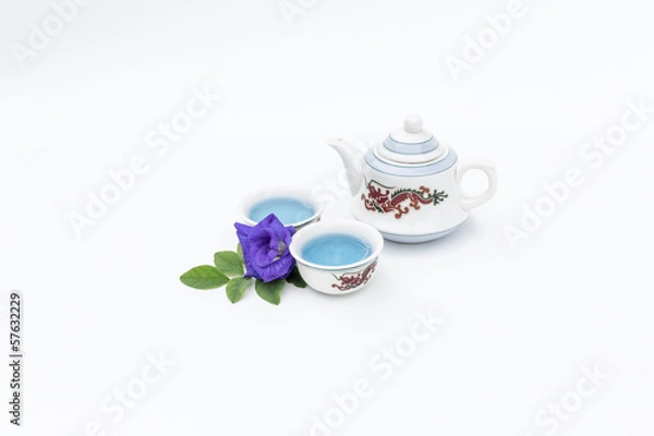 Obraz Butterfly pea Tea on White Background