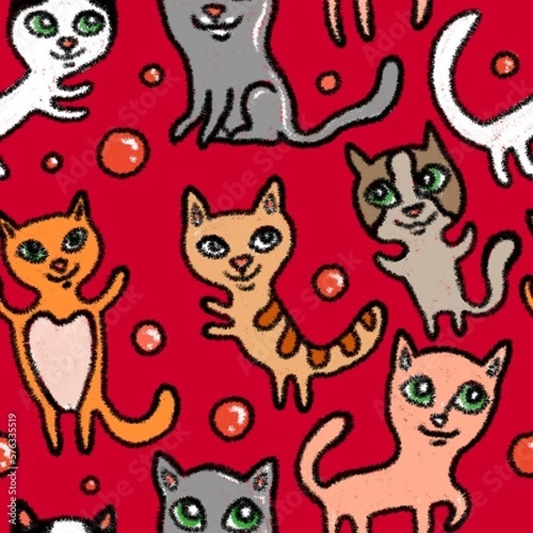 Fototapeta seamless background with cats