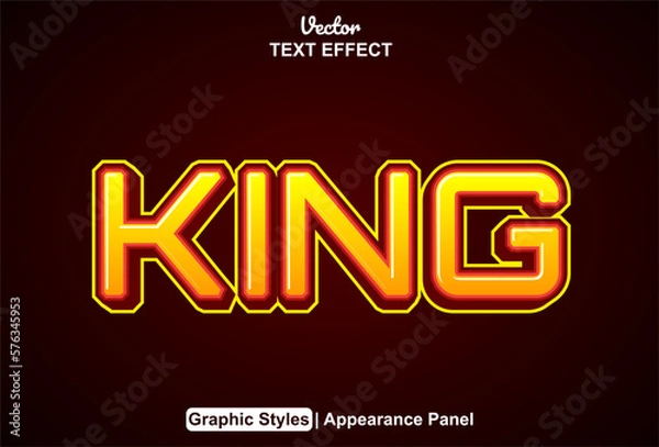 Obraz king text effect with graphic style and editable.