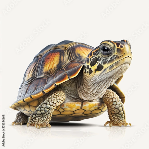 Fototapeta Realistic turtle on a white background, generative AI