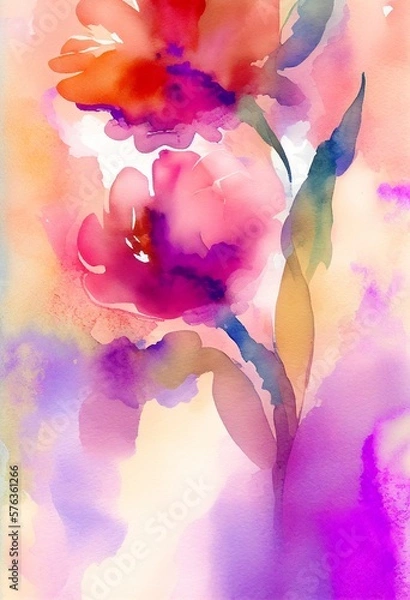 Obraz Watercolor painting for Mothers Day abstract background,Generative AI