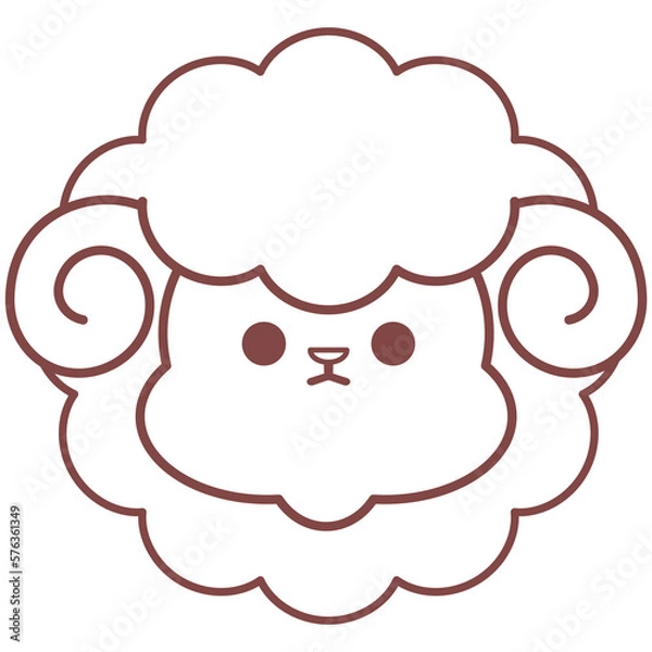 Obraz かわいい羊のデフォルメ線画イラスト
