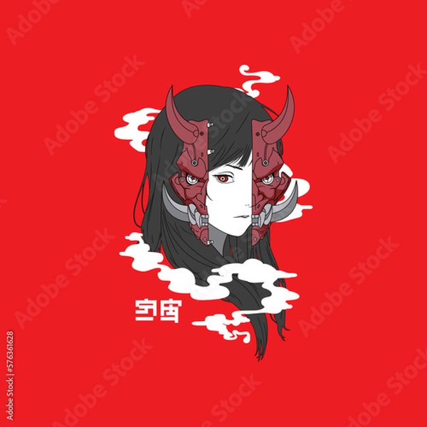 Obraz Anime Two Dimensional Japanese Girl Armored Warrior Cyberpunk