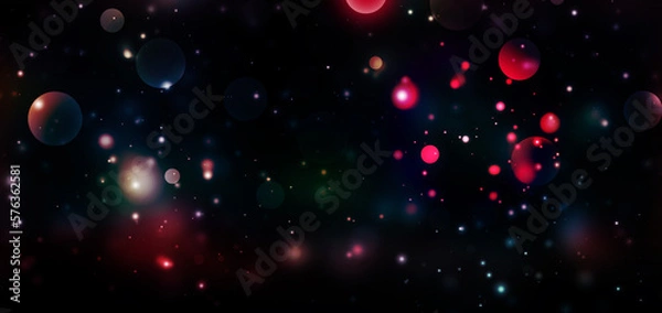 Fototapeta Space background with night colorful sparkle rays glitter lights and bokeh elegant lens flare abstract background.
