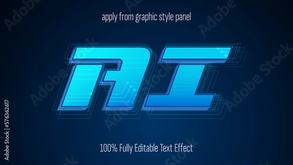 Fototapeta AI, artificial intelligence, machine learning text effect, editable text effect vector.
