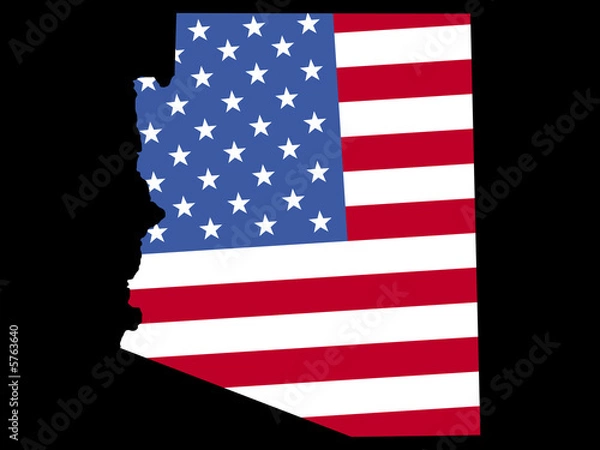 Fototapeta Map of Arizona with flag