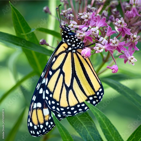 Obraz papillon monarque dans une asclépiade