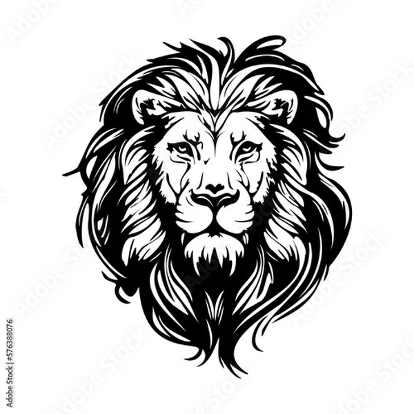 Fototapeta Lion Face, Silhouettes Lion Face SVG, black and white lion vector