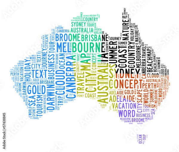Fototapeta australia map text cloud
