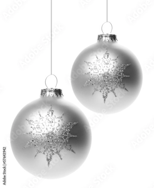 Obraz Silberne Weihnachtskugeln mit Muster