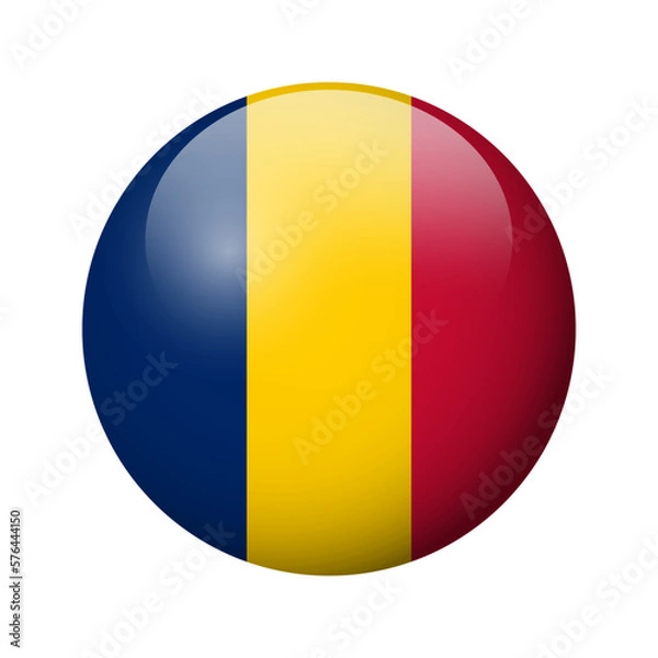 Fototapeta Chad flag - glossy circle badge. Vector icon.