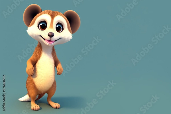 Fototapeta Meerkat portrait on a blue background, Generative AI illustration