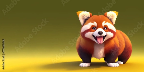 Fototapeta Red Panda portrait very excited, Generative AI illustration