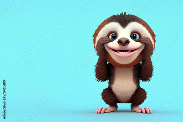 Fototapeta Sloth portrait holding his face, Generative AI illustration