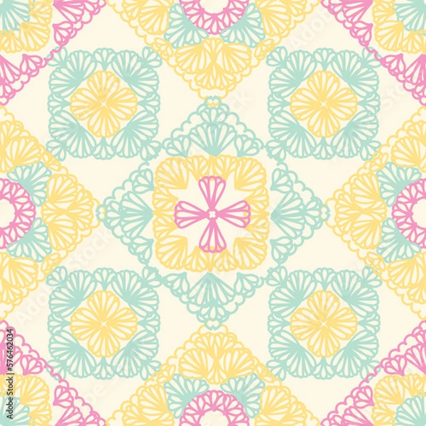 Obraz Colourful pastel granny squares seamless pattern 