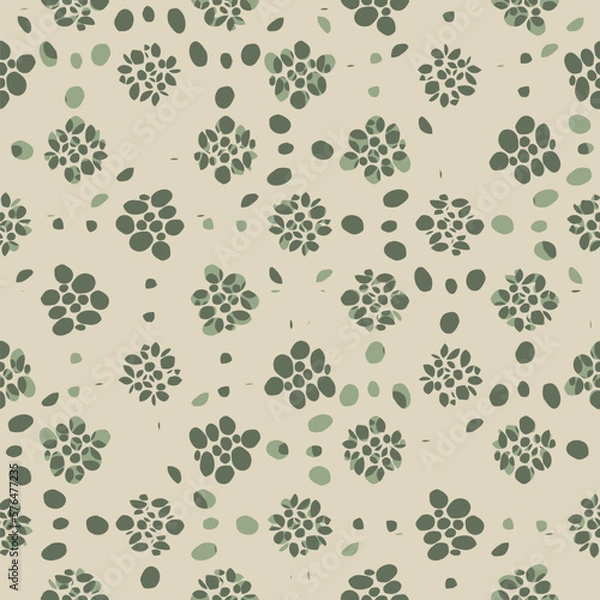 Fototapeta seamless pattern with abstract plants,, natural vector art, colorful texture in green and beige for spring, abstract graphic ornament, repeating patterm, ideal for fashion, textiles and paper design